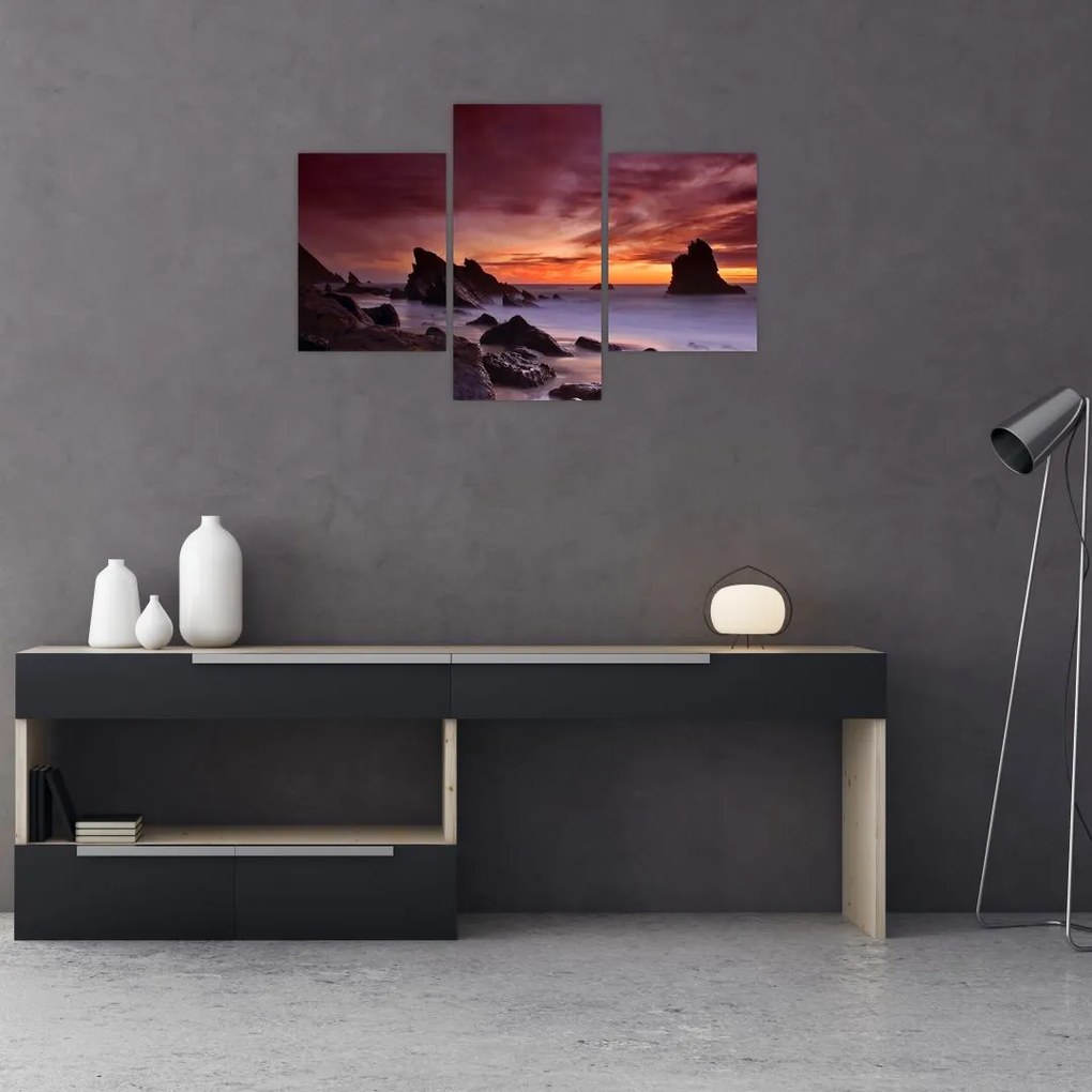Tablou cu apus de soare pe mal (90x60 cm)