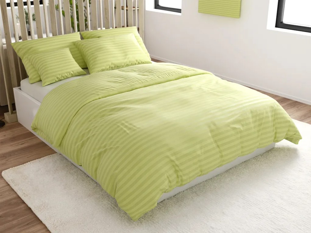 Lenjerie de pat din microfibra pentru hotel JASMINE fistic - dunga 2 cm Dimensiune lenjerie de pat: 70 x 90 cm | 140 x 200 cm