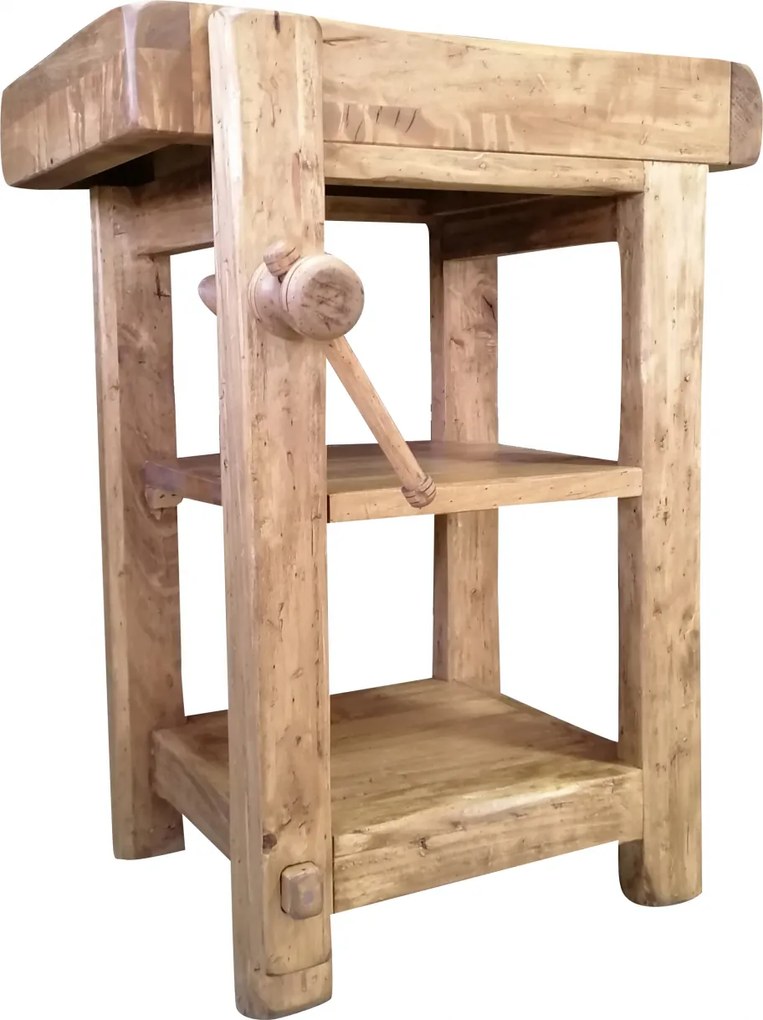 Banc de tamplar, L64 57 H82 cm, natur antic, lemn masiv