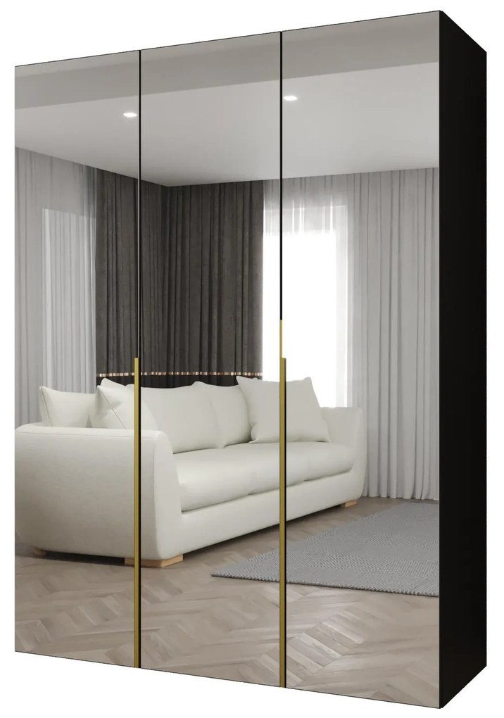 Dulap de haine 150 cm Alice 3 (Negru + Auriu). 1126219