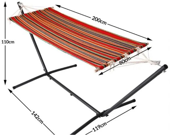 Deuba Hamac cu cadru metalic 200 x 80 cm - rosu