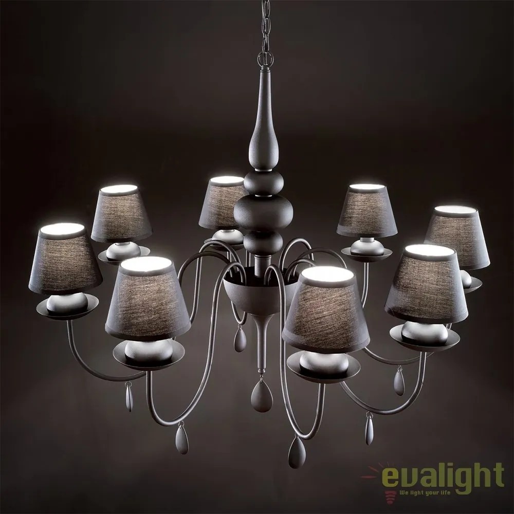 Candelabru 8 brate diametru 92cm BLANCHE SP8 NERO 111896