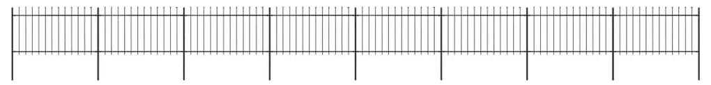 Gard de gradina cu varf sulita, negru, 13,6 x 1 m, otel 1, 1 m, 13.6 m