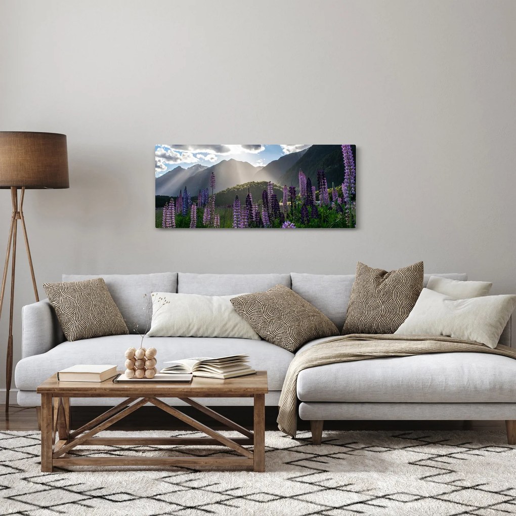 Tablou - scenariu cu flori de Lupin (120x50 cm)