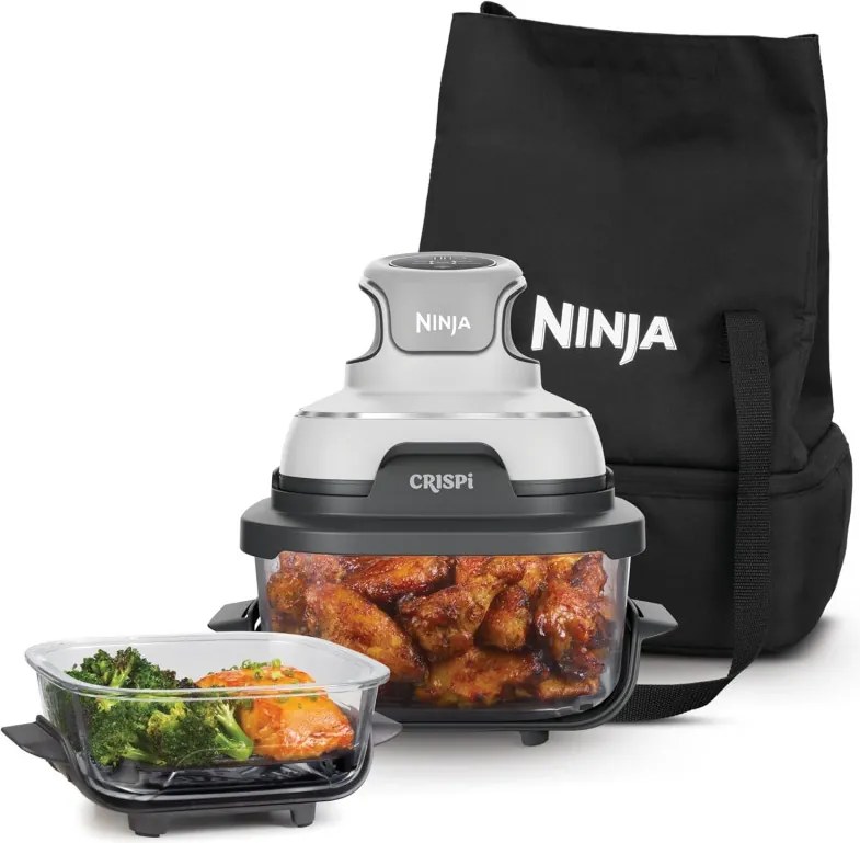 Friteuza cu aer cald 4in1 Ninja CRISPi FN102EU, 1700 W, 3,8 + 1,4 l, 70-185°C, TempWare, Placi ceramice, Fara PFAS, Design portabil, Alb