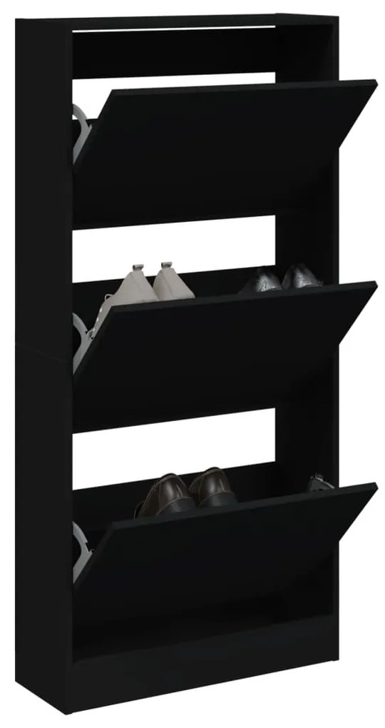 vidaXL Pantofar, negru, 60x21x125,5 cm, lemn compozit