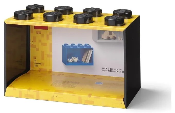 Raft de perete pentru copii LEGO® Brick 8, negru