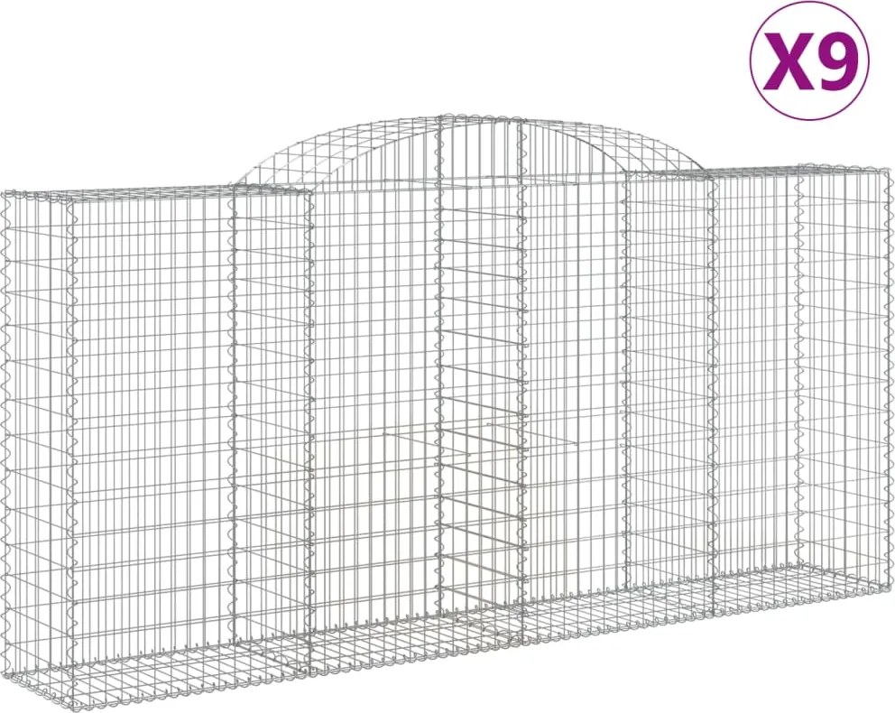 vidaXL Coșuri gabion arcuite 9 buc, 300x50x140/160 cm, fier galvanizat