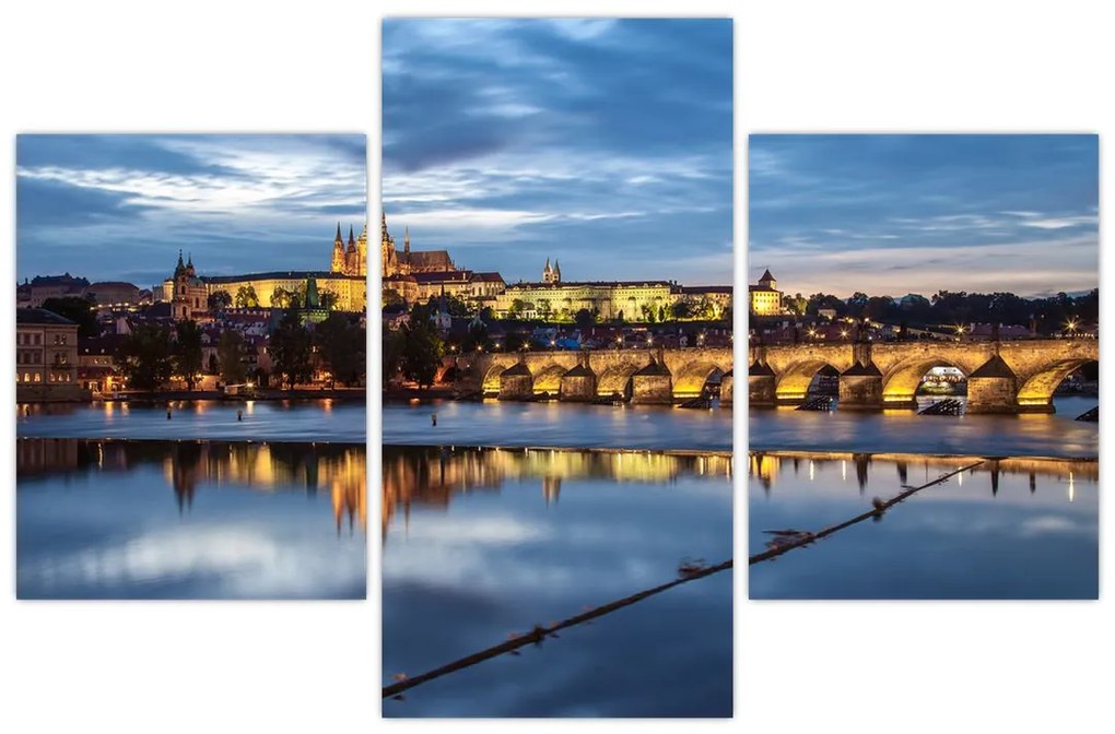 Tablou cu palatul din Praga și podul lui Carol (90x60 cm)