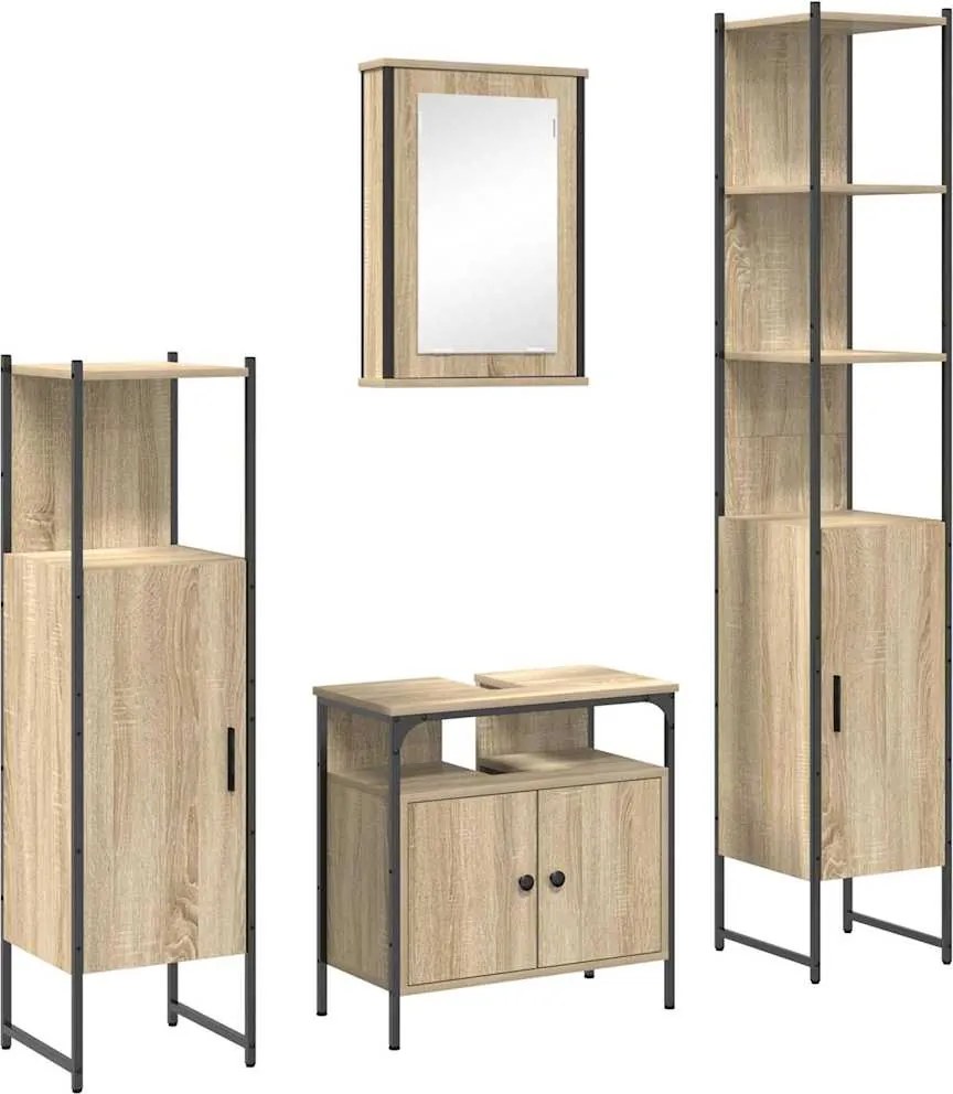 vidaXL Set de mobilier pentru baie 4 pcs Stejar Sonoma Lemn compozit
