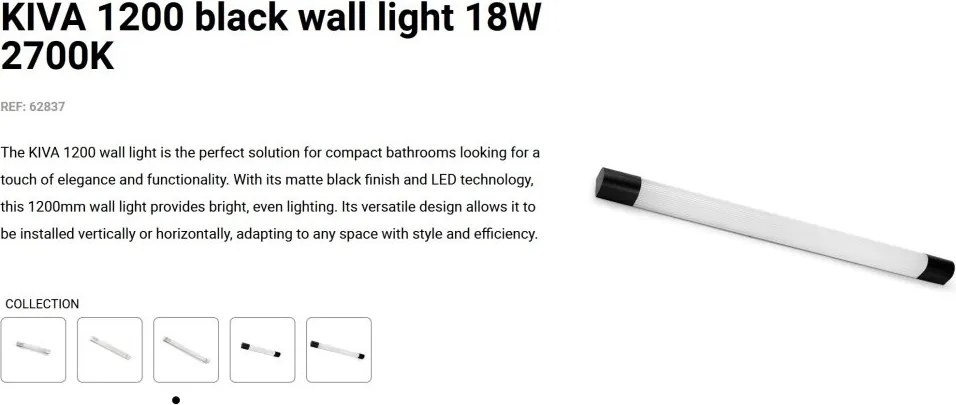 Aplica LED pentru baie IP44 KIVA 1200 negru 18W 2700K