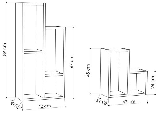 SET 2x bibliotecă SULE maro