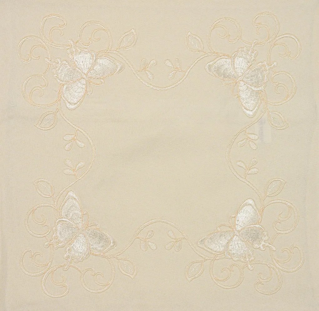 Husa de perna decorativa BUTTERFLY DANCE 40x40 cm, crem