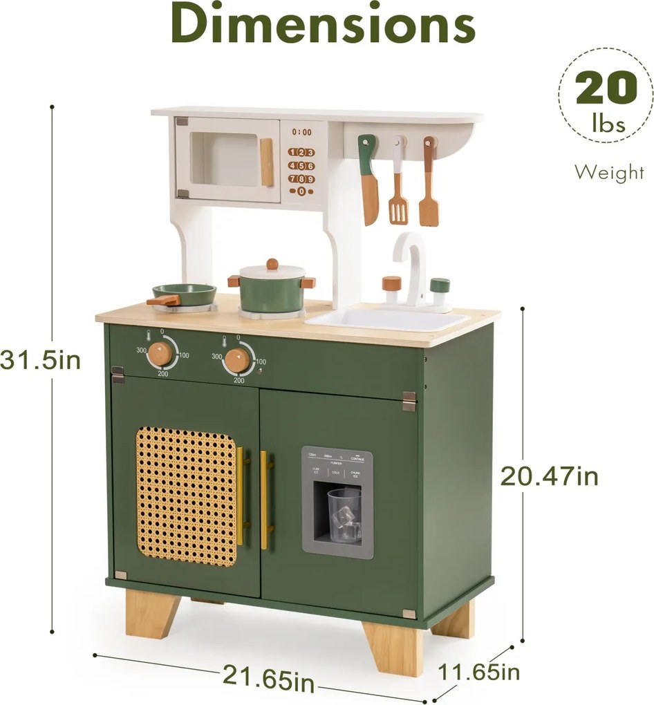 Set bucatarie copii din lemn Series Verde