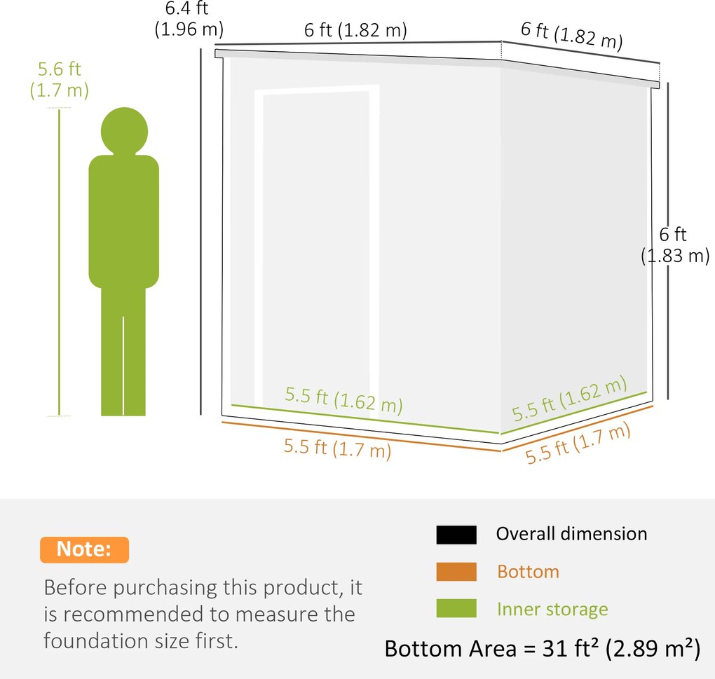 Outsunny Șopron pentru unelte 2,89 m², aspect lemn, 3 ferestre, ventilație, podea, încuietoare, mănuși, 182 x 182 x 196 cm | Aosom Romania