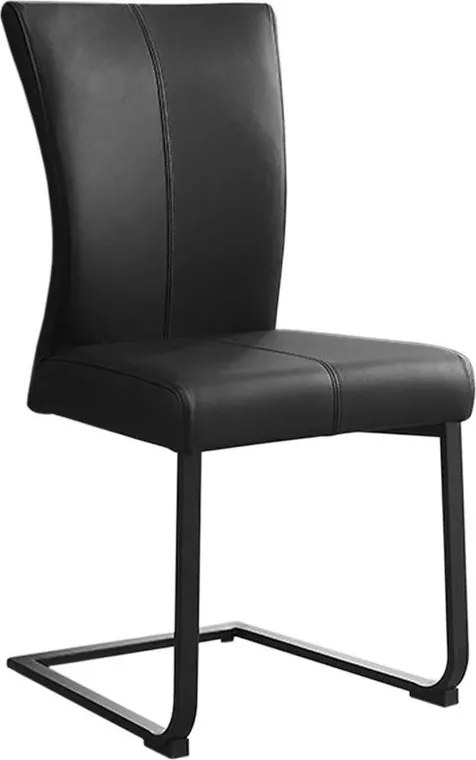 Set de 2 scaune, Metal, Piele Naturala, Negru, SAMSON