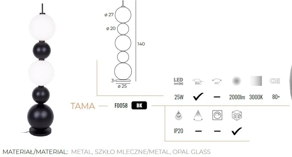 Lampadar, Lampa de podea LED design modern TAMA