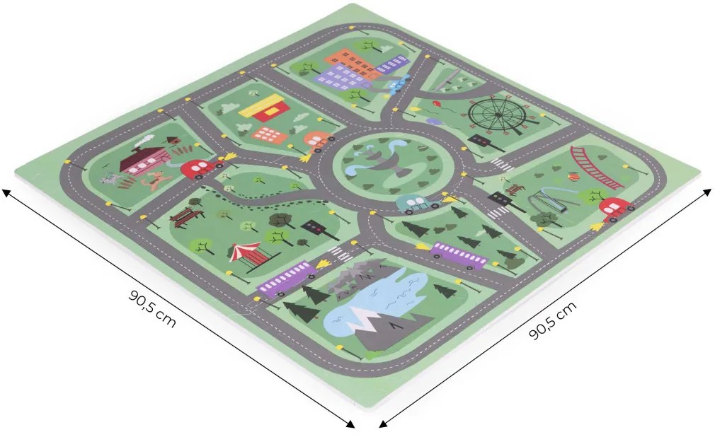 Covor de joacă din spumă EVA pentru copii City 90,5x90,5 cm 21 bucăți