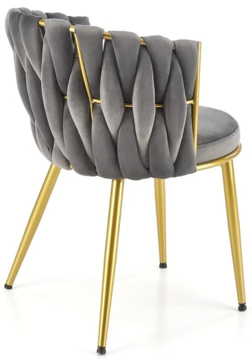 Scaun K517 velvet gri/auriu