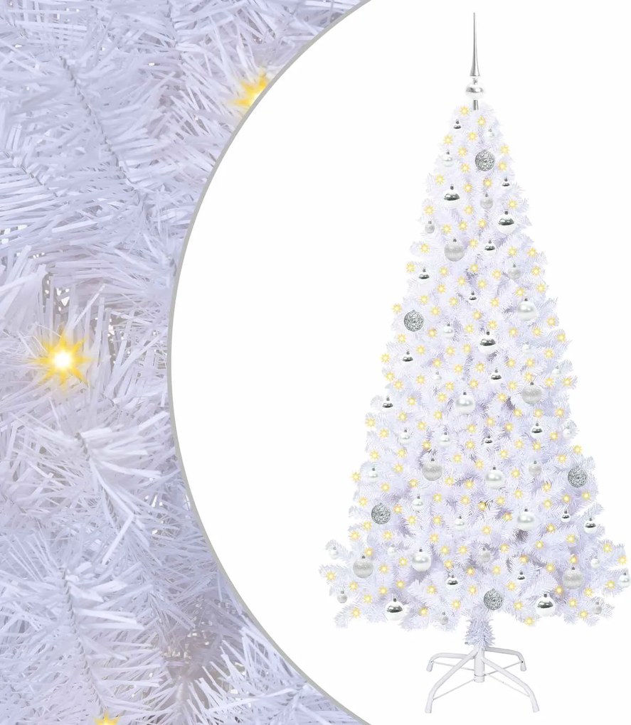 vidaXL Brad de Crăciun artificial cu 300 LED Alb 180 cm PVC și Oțel