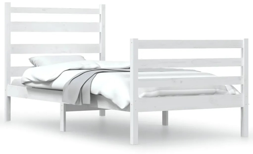 3103699 vidaXL Cadru de pat, 90x200 cm, lemn masiv de pin, alb