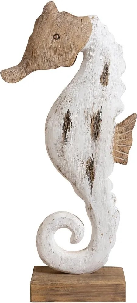 Decorațiune căluț de mare din lemn de paulownia, H63 cm