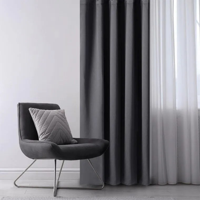 decoDoma Draperie groasă blackout RESTILO grafit 140 x 245 cm set 2 buc