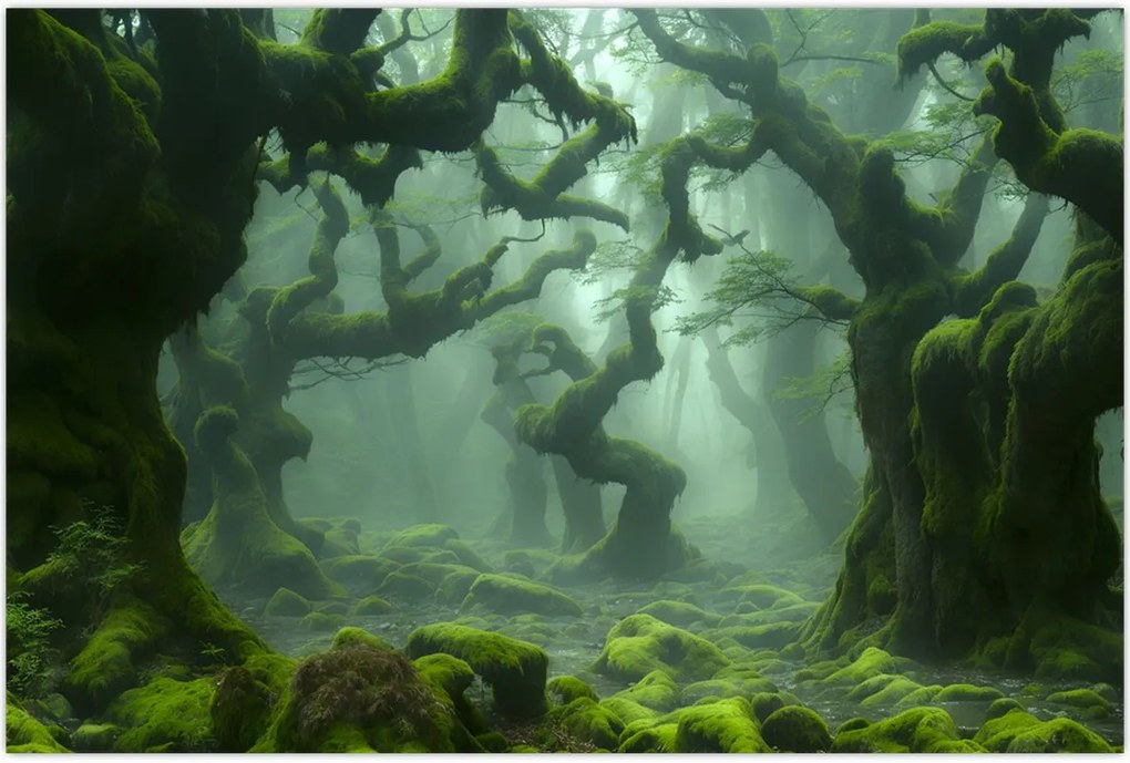 Tablou - O pădure acoperită de mușchi (90x60 cm)