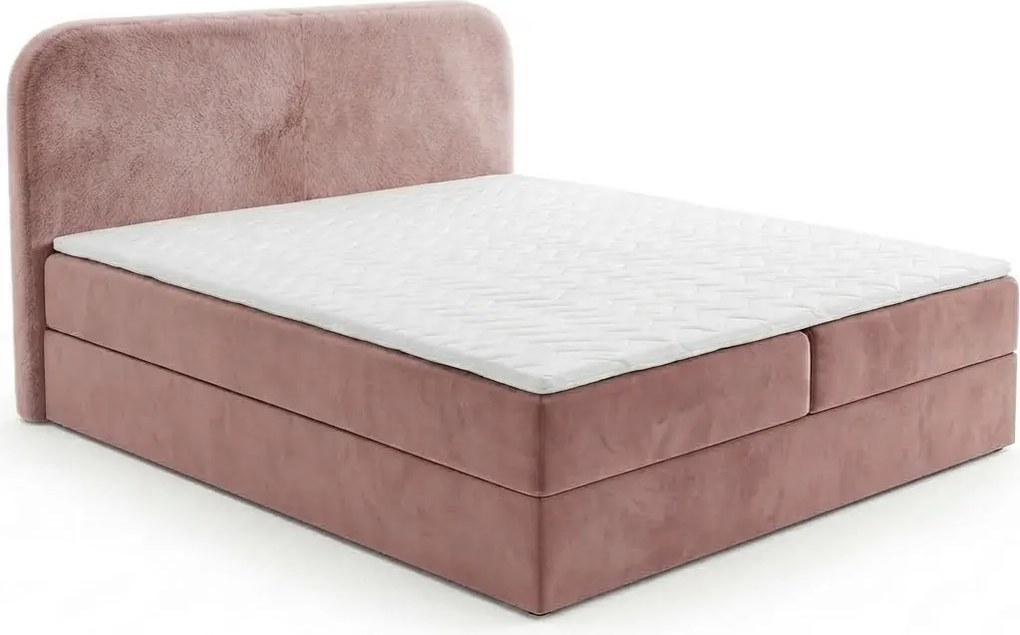 Pat tapițat boxspring FORENA 140x200 cm roz vechi Saltea: Saltea cu arcuri Bonell