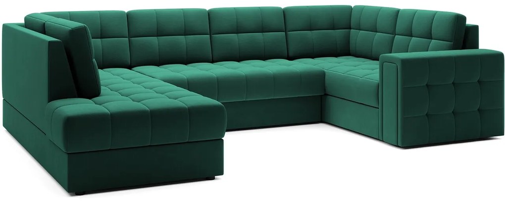 Coltar extensibil stanga 5 locuri ELTAP, LT-35LU, Blewett, 299x198x82 cm, lemn/poliester, verde inchis