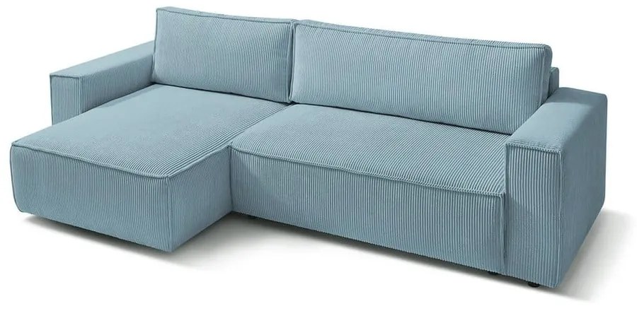 Colțar verde mentă extensibil/cu spațiu de depozitare cu tapițerie din catifea reiată Nihad – Bobochic Paris