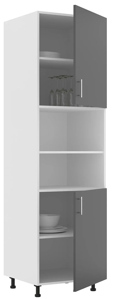 Corp Turn Karo, 2 Usi, cu spatiu cuptor, Antracit/Alb, 60 x 57 x 210 cm