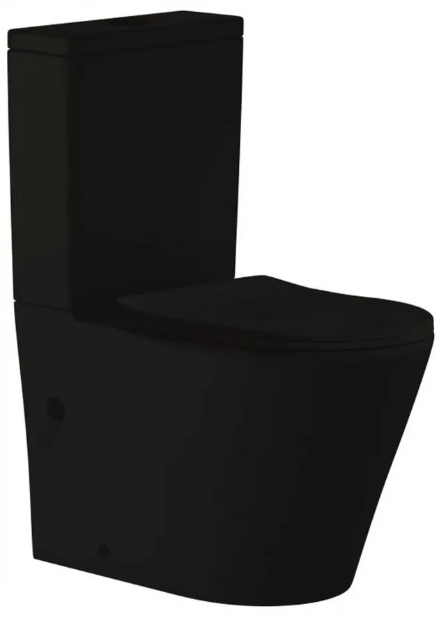 Set vas WC pe pardoseala Inter Ceramic Tornado Rimless negru cu rezervor si capac softclose