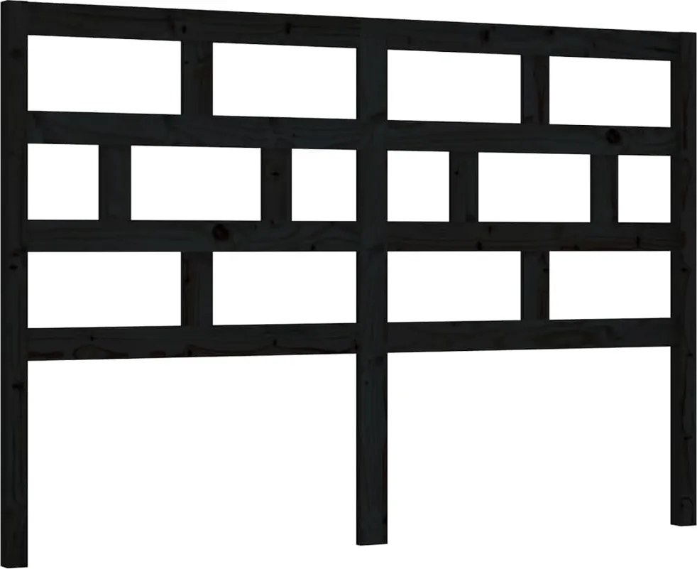 vidaXL Tăblie de pat, negru, 141x4x100 cm, lemn masiv de pin