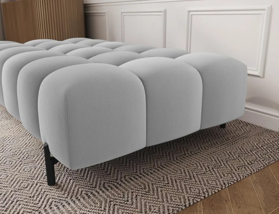 Taburet Tapitat cu Picioare Ferivo, 140x70x40cm, gri plush – Royal 18
