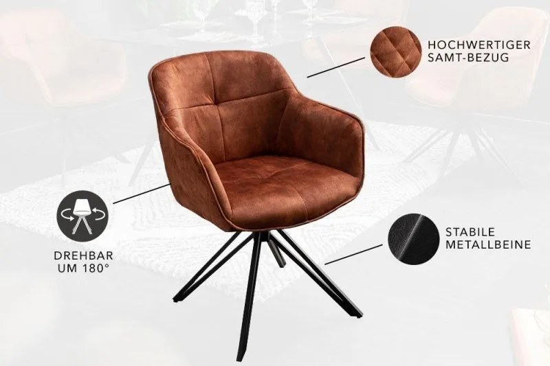 Set 2 scaune moderne pivotante Euphoria maro