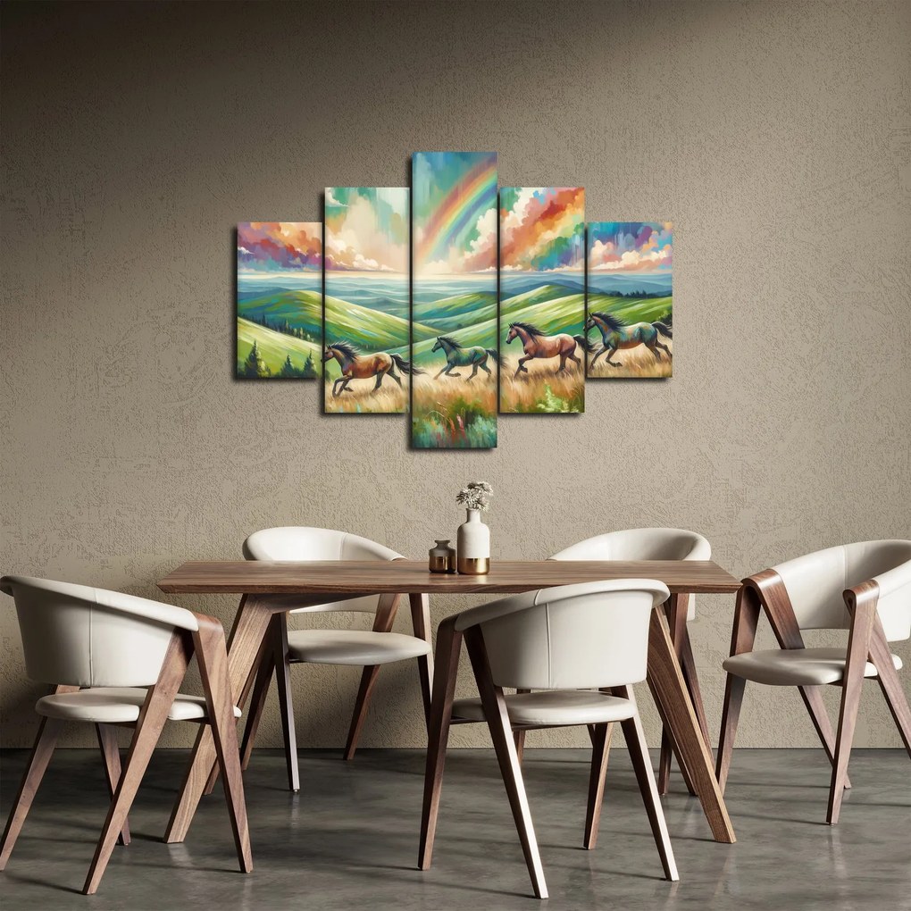 Tablou – Cai galopând prin peisaj (150x105 cm)