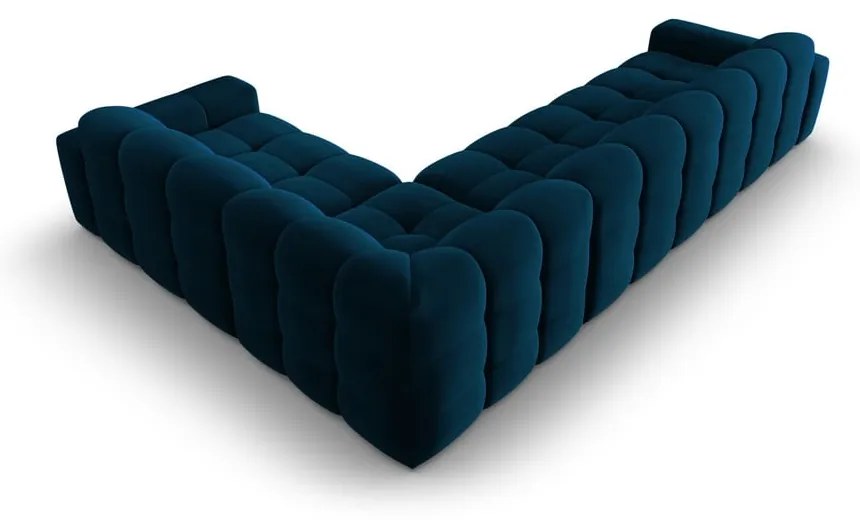 Colțar albastru închis cu tapițerie din catifea (pe partea dreaptă) Kendal – Micadoni Home