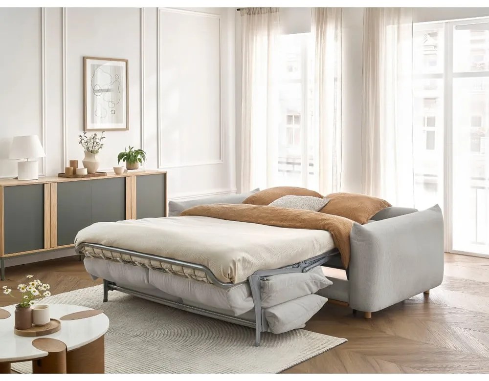 Canapea gri deschis extensibilă 214 cm Ernest – Bobochic Paris