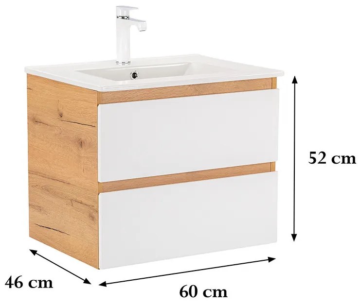 Dulap inferior Vario Forte 60 cu lavoar stejar-alb