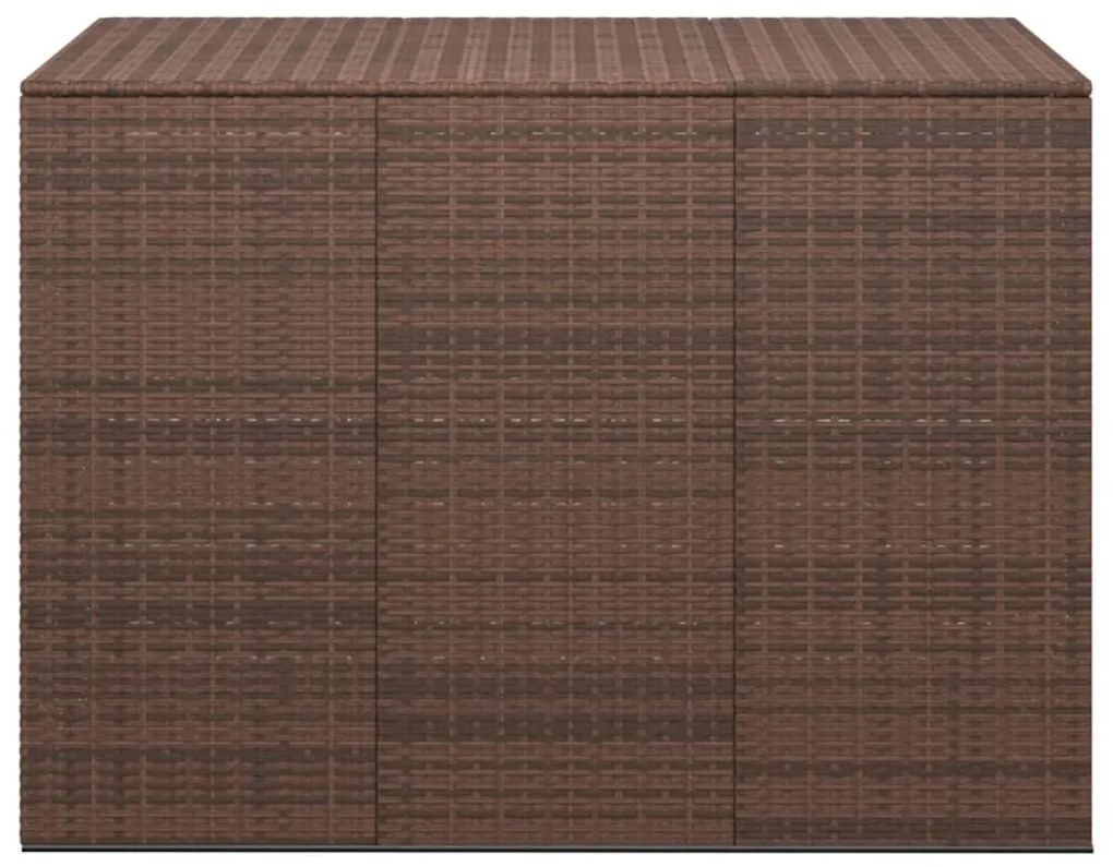 317230 vidaXL Ladă grădină pentru perne, maro, 145x100x103 cm, ratan PE
