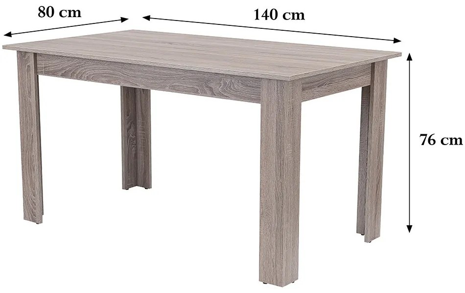 Masa de sufragerie Yorki Standard 140x80 cm stejar yorki