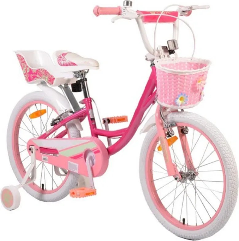Bicicleta pentru copii NOVOKIDS Fashion Bike, Roti 20" inch, Maxim 40 kg, Cadru din otel, Roti ajutatoare detasabile, Ghidon reglabil pe inaltime, Roz