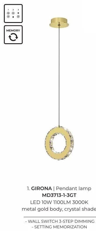 Lustra LED suspendata design modern Girona auriu