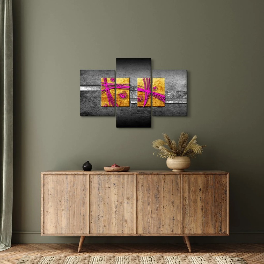 Tablou - Pătratr colorate pe fond negru (90x60 cm)