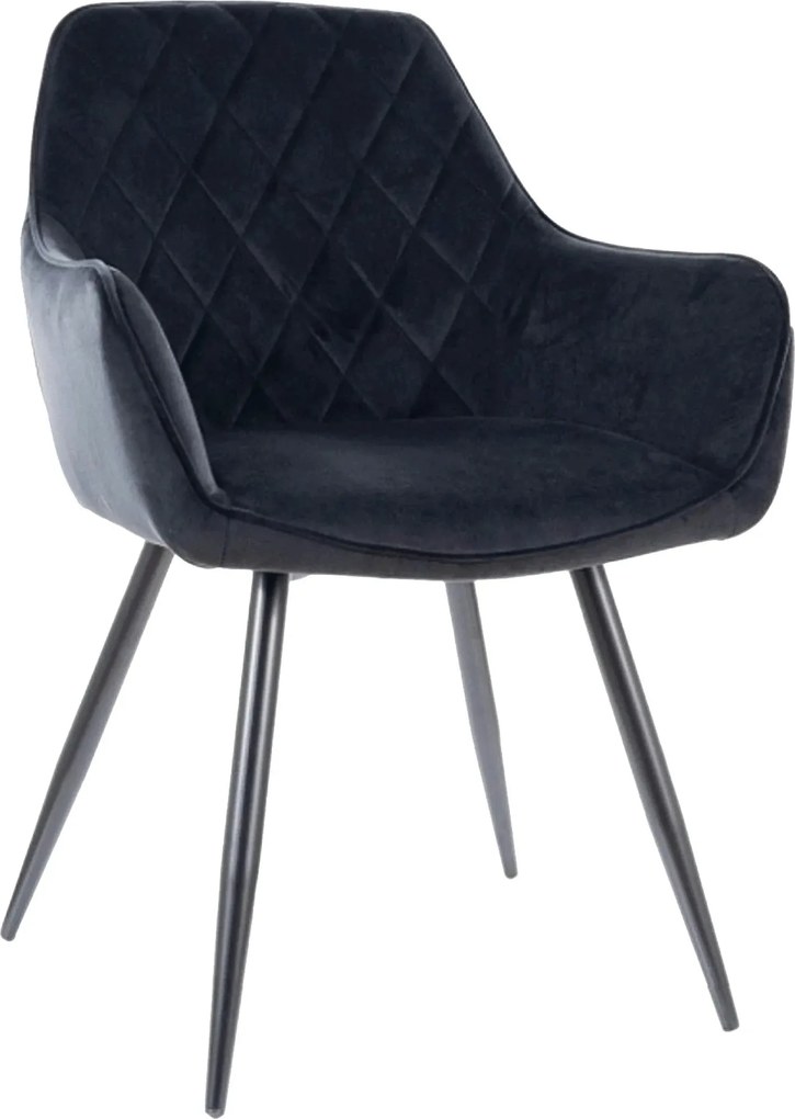 Scaun LINEA, negru, stofa catifelata/metal, 43x43x82 cm