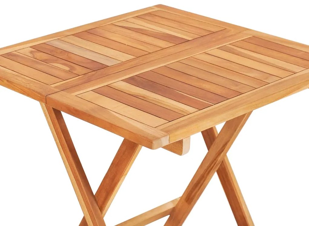 Set mobilier de bistro pliabil, 3 piese, lemn masiv de tec