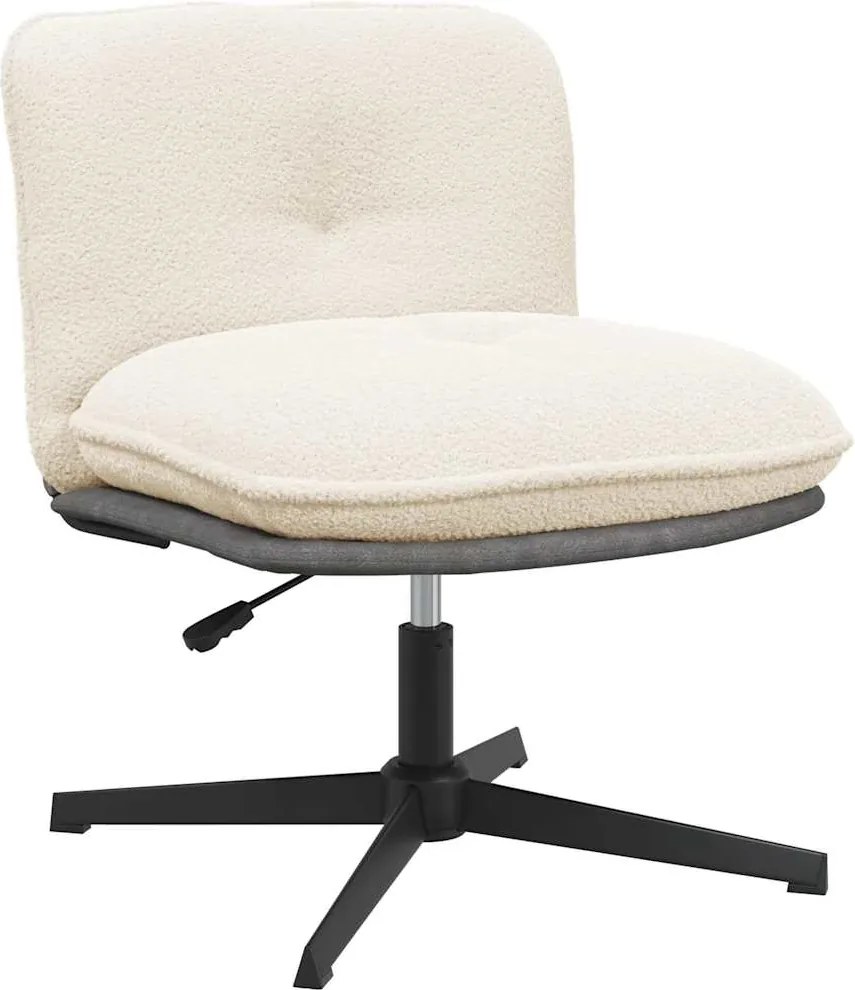 vidaXL Scaun de birou pivotant, țesătură crem ondulată ca lână