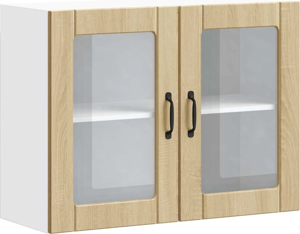 vidaXL Dulap bucătărie cu ușă sticlă Lucca lemn de stejar de Sonoma