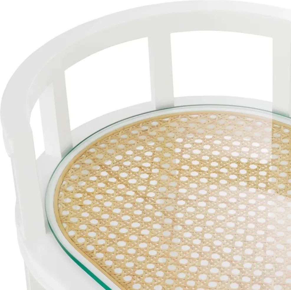 Gheridon LUX, Lemn, Rattan, Bahamas alb